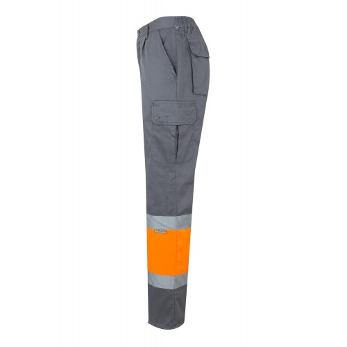 157.PANTALÓN BICOLOR AV GRIS/NARANJA FLÚOR 2XL