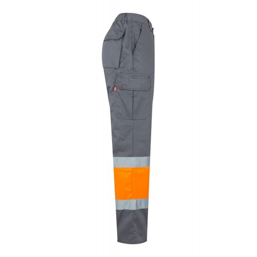 157.PANTALÓN BICOLOR AV GRIS/NARANJA FLÚOR 2XL