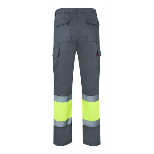 157.PANTALÓN BICOLOR AV GRIS/AMARILLO FLÚOR 2XL