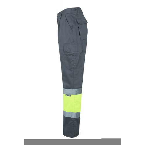 157.PANTALÓN BICOLOR AV GRIS/AMARILLO FLÚOR 2XL