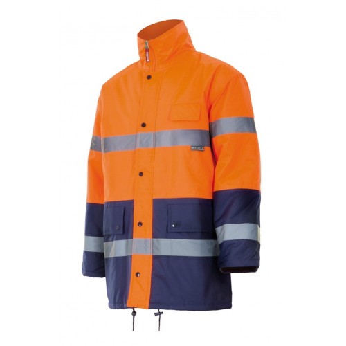 166.PARKA BICOLOR AV AZUL MARINO/NARANJA FLÚOR 2XL