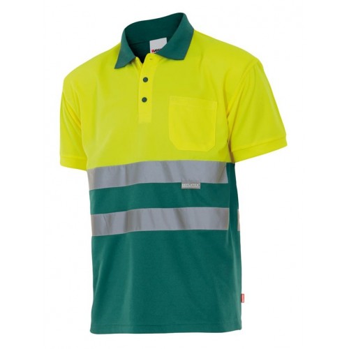 173.POLO BICOLOR MC AV VERDE/AMARILLO FLÚOR L