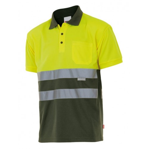 173.POLO BICOLOR MC AV VERDE CAZA/AMARILLO FLÚOR 4XL