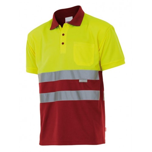 173.POLO BICOLOR MC AV ROJO/AMARILLO FLÚOR XL