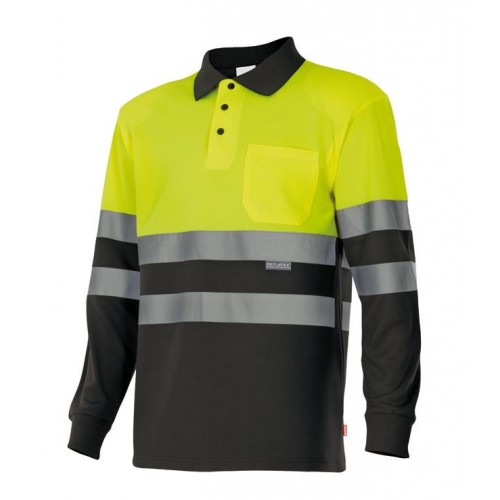 175.POLO BICOLOR ML AV NEGRO/AMARILLO FLÚOR M