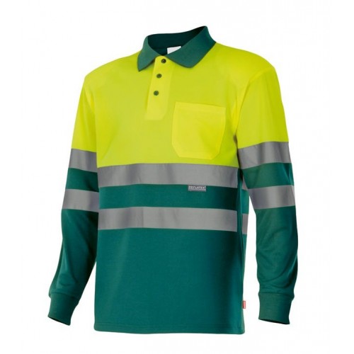 175.POLO BICOLOR ML AV VERDE/AMARILLO FLÚOR 2XL