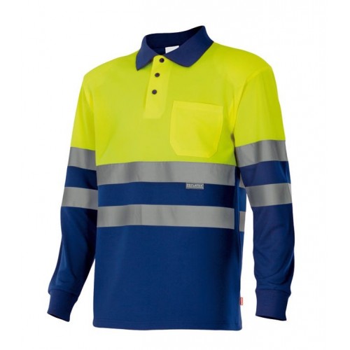 175.POLO BICOLOR ML AV AZULINA/AMARILLO FLÚOR 4XL