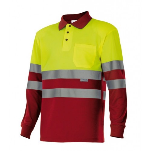 175.POLO BICOLOR ML AV ROJO/AMARILLO FLÚOR 2XL