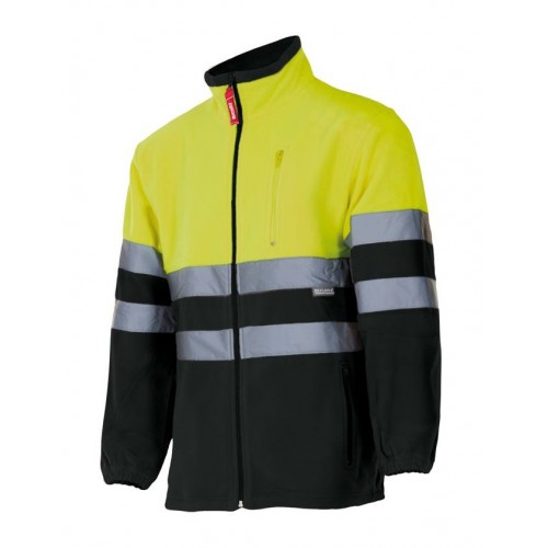 183.CHAQUETA POLAR BICOLOR AV NEGRO/AMARILLO FLÚOR 2XL