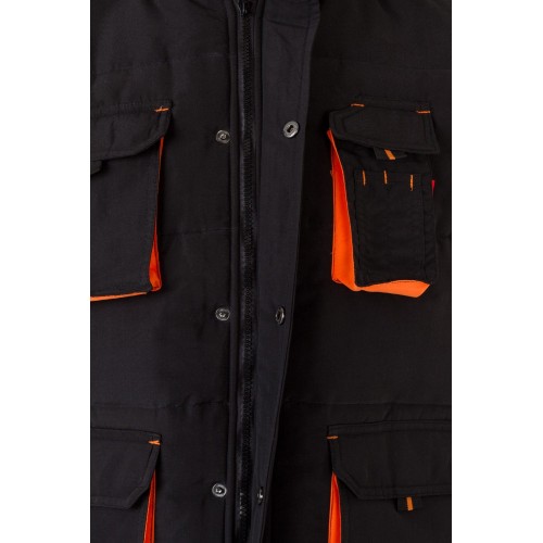 205902.CHALECO ACOLCHADO BICOLOR NEGRO/NARANJA 2XL