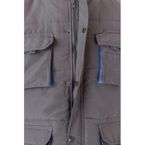 205902.CHALECO ACOLCHADO BICOLOR GRIS/CELESTE 2XL