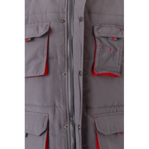 205902.CHALECO ACOLCHADO BICOLOR GRIS/ROJO 2XL