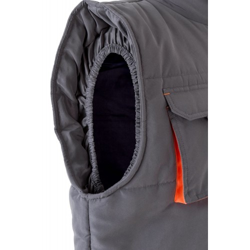 205902.CHALECO ACOLCHADO BICOLOR GRIS/NARANJA 2XL