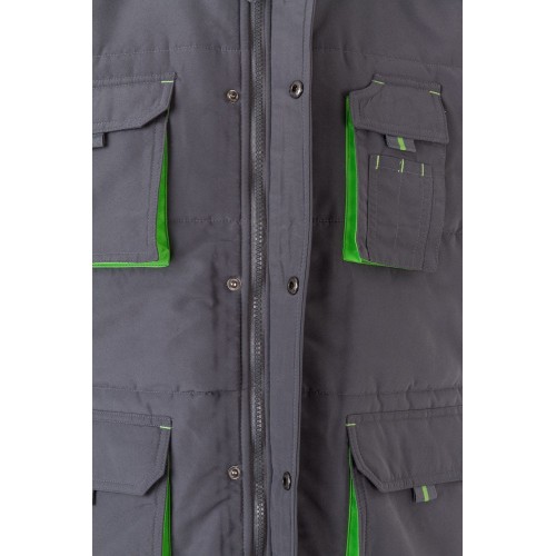 205902.CHALECO ACOLCHADO BICOLOR GRIS/VERDE LIMA 2XL