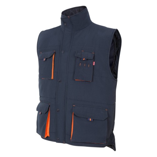 205902.CHALECO ACOLCHADO BICOLOR AZUL NAVY/NARANJA 2XL
