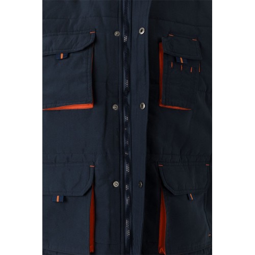 205902.CHALECO ACOLCHADO BICOLOR AZUL NAVY/NARANJA 2XL