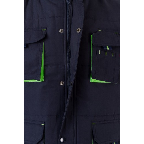 205902.CHALECO ACOLCHADO BICOLOR AZUL NAVY/VERDE LIMA 2XL