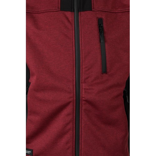 206007.SOFT SHELL BICOLOR CAPUCHA GRANATE JASPEADO/NEGRO 2XL