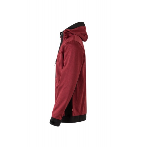 206007.SOFT SHELL BICOLOR CAPUCHA GRANATE JASPEADO/NEGRO 2XL