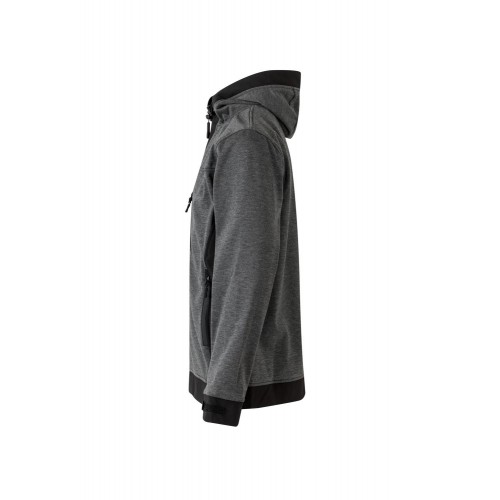 206007.SOFT SHELL BICOLOR CAPUCHA GRIS OSCURO JASPEADO/NEGRO 2XL