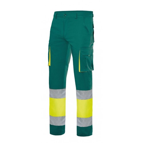 303002S.PANTALÓN STRETCH BICOLOR AV VERDE/AMARILLO FLÚOR 5XL