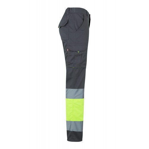 303002S.PANTALÓN STRETCH BICOLOR AV GRIS/AMARILLO FLÚOR 2XL