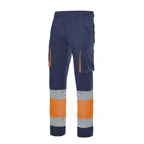 303002S.PANTALÓN STRETCH BICOLOR AV AZUL NAVY/NARANJA FLÚOR L