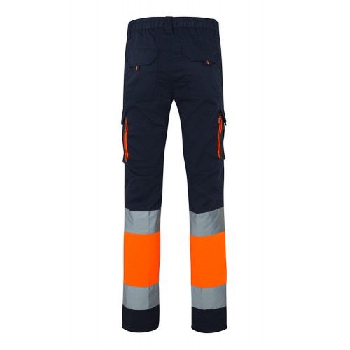303002S.PANTALÓN STRETCH BICOLOR AV AZUL NAVY/NARANJA FLÚOR 2XL