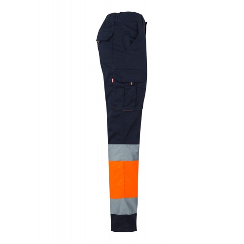 303002S.PANTALÓN STRETCH BICOLOR AV AZUL NAVY/NARANJA FLÚOR 2XL