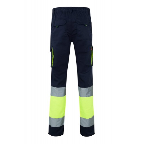 303002S.PANTALÓN STRETCH BICOLOR AV AZUL NAVY/AMARILLO FLÚOR 2XL