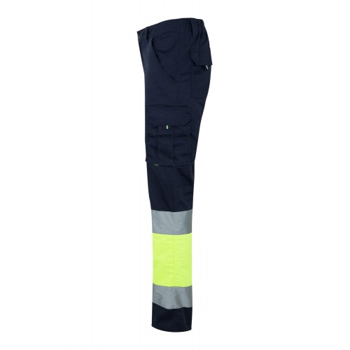 303002S.PANTALÓN STRETCH BICOLOR AV AZUL NAVY/AMARILLO FLÚOR 2XL