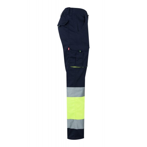 303002S.PANTALÓN STRETCH BICOLOR AV AZUL NAVY/AMARILLO FLÚOR 2XL