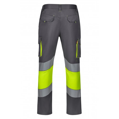 303008S.PANTALÓN STRETCH BICOLOR AV RS GRIS/AMARILLO FLÚOR S