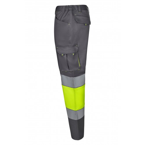 303008S.PANTALÓN STRETCH BICOLOR AV RS GRIS/AMARILLO FLÚOR S
