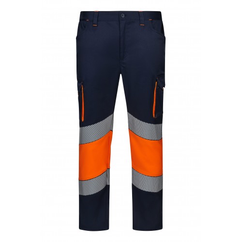 303008S.PANTALÓN STRETCH BICOLOR AV RS AZUL NAVY/NARANJA FLÚOR M