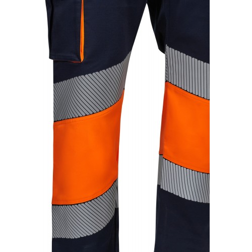 303008S.PANTALÓN STRETCH BICOLOR AV RS AZUL NAVY/NARANJA FLÚOR S