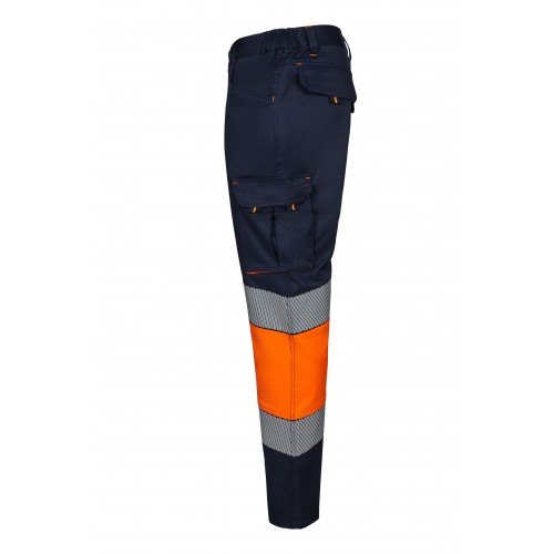 303008S.PANTALÓN STRETCH BICOLOR AV RS AZUL NAVY/NARANJA FLÚOR S