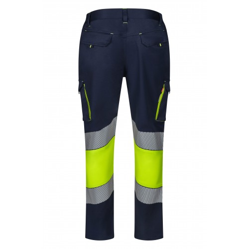 303008S.PANTALÓN STRETCH BICOLOR AV RS AZUL NAVY/AMARILLO FLÚOR S