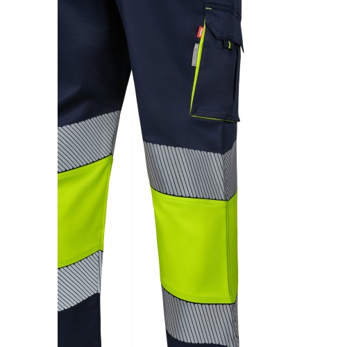 303008S.PANTALÓN STRETCH BICOLOR AV RS AZUL NAVY/AMARILLO FLÚOR S