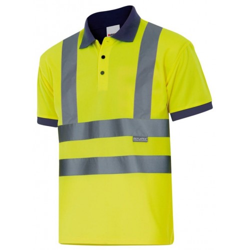 305502.POLO BICOLOR MC AV AZUL MARINO/AMARILLO FLÚOR 3XL