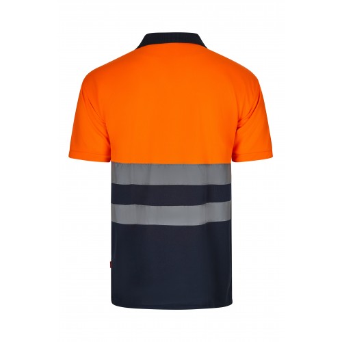 305504.POLO BICOLOR MC AV AZUL MARINO/NARANJA FLÚOR S