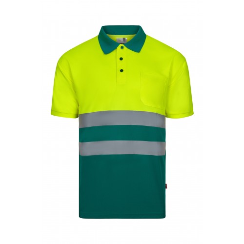 305504.POLO BICOLOR MC AV VERDE/AMARILLO FLÚOR 3XL