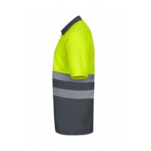 305504.POLO BICOLOR MC AV GRIS/AMARILLO FLÚOR S