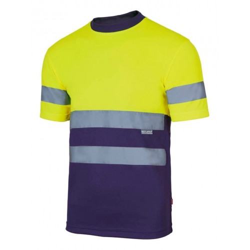 305506.CAMISETA TÉCNICA BICOLOR AV AZUL MARINO/AMARILLO FLÚOR S