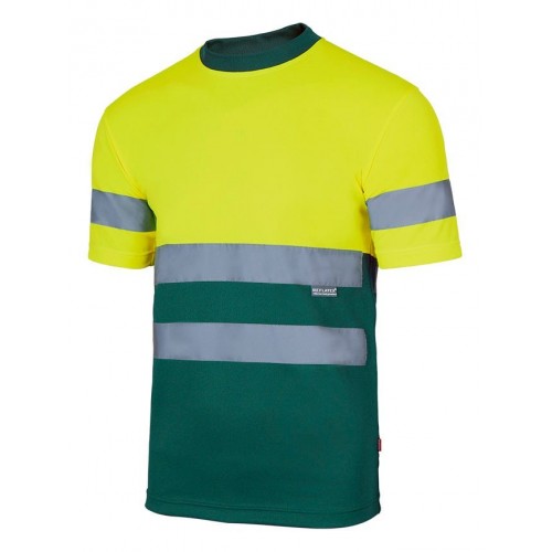 305506.CAMISETA TÉCNICA BICOLOR AV VERDE/AMARILLO FLÚOR 5XL