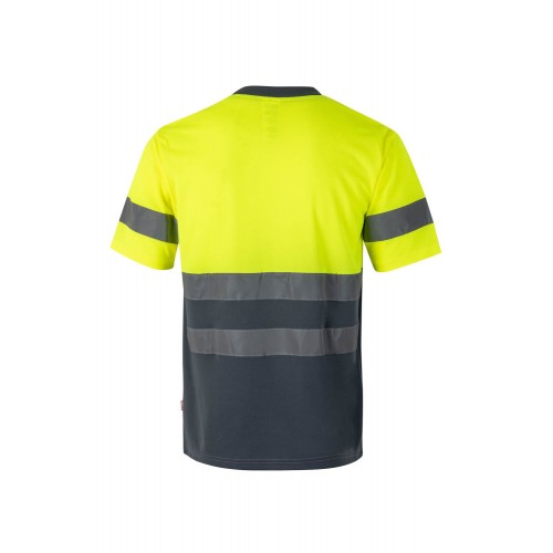 305506.CAMISETA TÉCNICA BICOLOR AV GRIS/AMARILLO FLÚOR 2XL