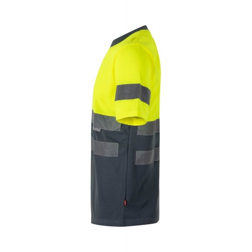 305506.CAMISETA TÉCNICA BICOLOR AV GRIS/AMARILLO FLÚOR 2XL