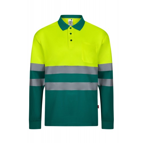 305507.POLO BICOLOR ML AV VERDE/AMARILLO FLÚOR L