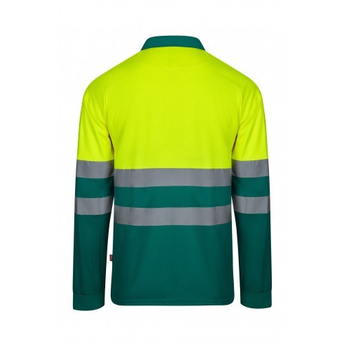 305507.POLO BICOLOR ML AV VERDE/AMARILLO FLÚOR S