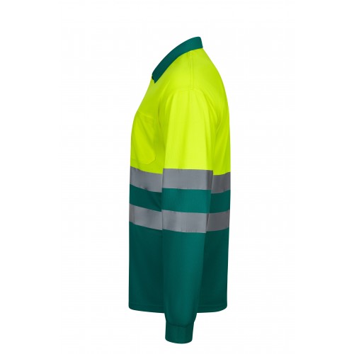 305507.POLO BICOLOR ML AV VERDE/AMARILLO FLÚOR S